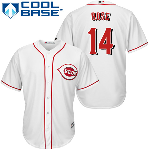 Reds #14 Pete Rose White Cool Base Stitched Youth MLB Jersey